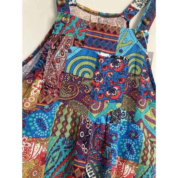 NEW Himosyber Patchwork Print Overalls Lightweight XL Women Boho Hippie Festival - Picture 4 of 16